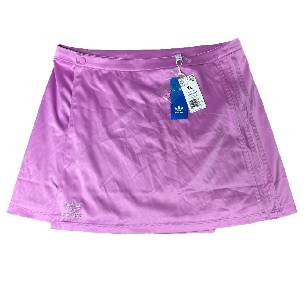 NEW Adidas Originals Wrap Skirt Bliss Orchid‎ Pink  Silky Rhinestone Logo XL